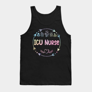 ICU Nurse cute floral watercolor Tank Top